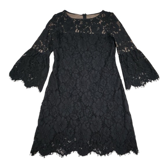 Lauren Ralph Lauren Dresses & Skirts - Lauren Ralph Lauren‎ Lace Bell Sleeve Dress 6 Black Nude Floral Shift Whimsigoth